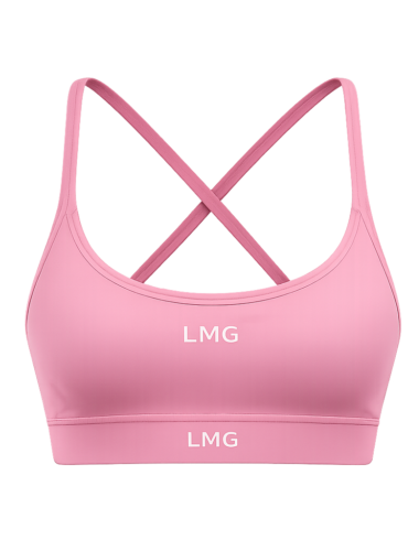 Áo bra tập gym LE MO GYM dây chéo lưng màu hồng