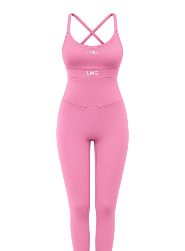 Bộ jumpsuit tập gym LE MO GYM màu hồng