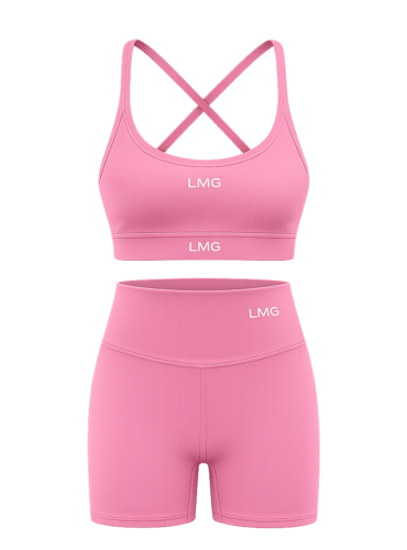 Set áo bra và quần short tập gym LE MO GYM màu hồng